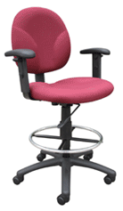 BOSS B1691 Drafting Stool with Adjustable Arms - Redred